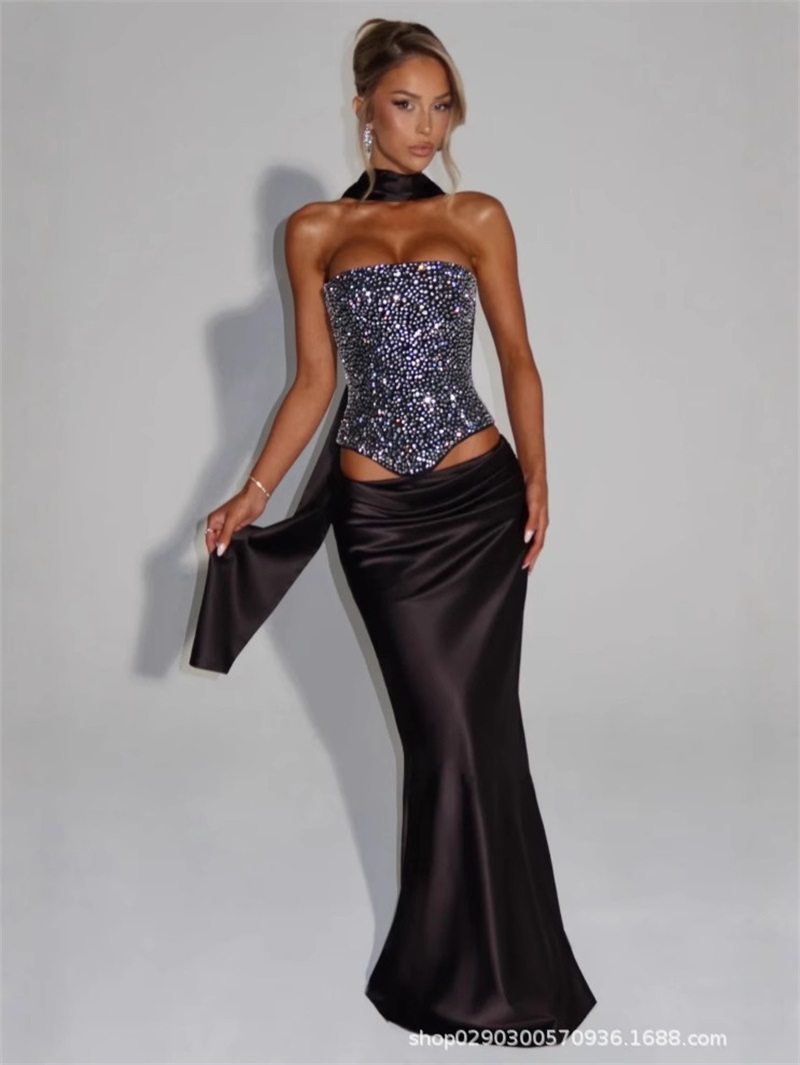 Formal Wear Gowns For Women - เซ็กซี่ Mermaid ผู้หญิงพรหมชุด 2 ชิ้นแขนกุด Top