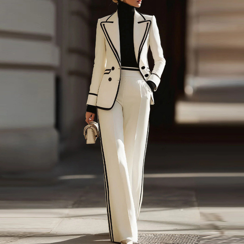 Women'S Formal Wear Pants - ชุดสูทผู้หญิงแบบกระดุมสองแถว แบรนด์ A+ ลดราคาพิเศษ ประกอบด้วยเสื้อแจ็คเก็ตแขนยาวปกปกเสื้อ พร้อมกางเกงขายาว