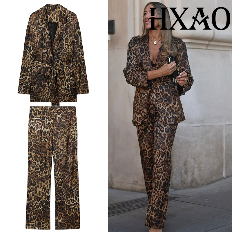 ชุดเซ็ตเสื้อผ้าลายเสือดาว HXAO - Women'S Formal Wear Pants บทวิจารณ์และราคา