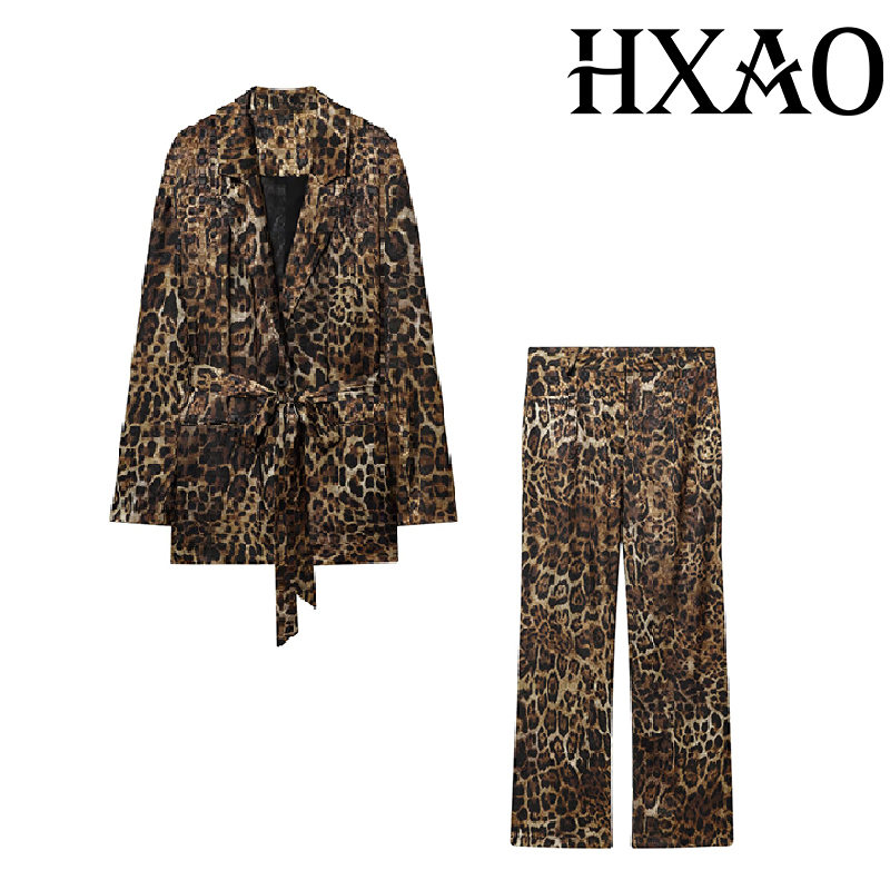 ชุดเซ็ตเสื้อผ้าลายเสือดาว HXAO - Women'S Formal Wear Pants บทวิจารณ์และราคา