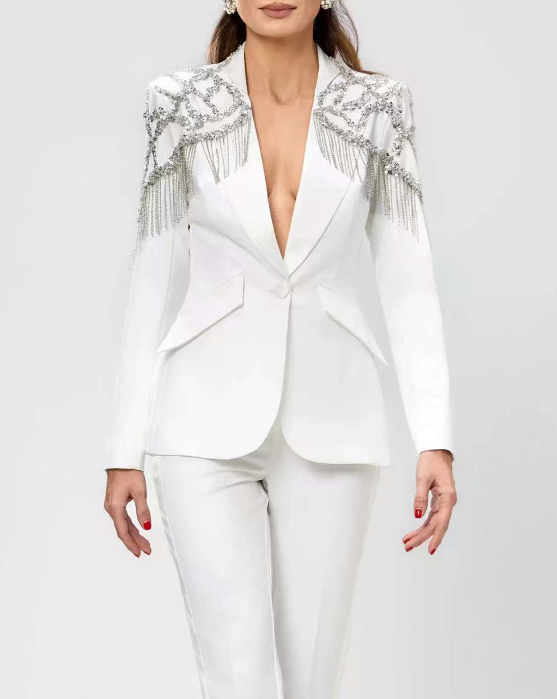 ชุดสูทผู้หญิงประดับคริสตัล 2 ช - Women'S Formal Wear Wedding Guest บทวิจารณ์และราคา