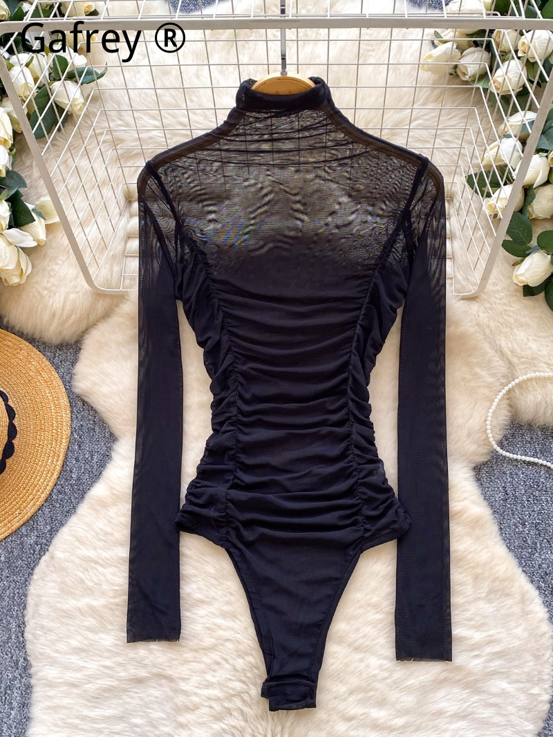 บอดี้สูทตาข่ายสีเทาเซ็กซี่สำหร - Turtleneck Bodysuit Office บทวิจารณ์และราคา