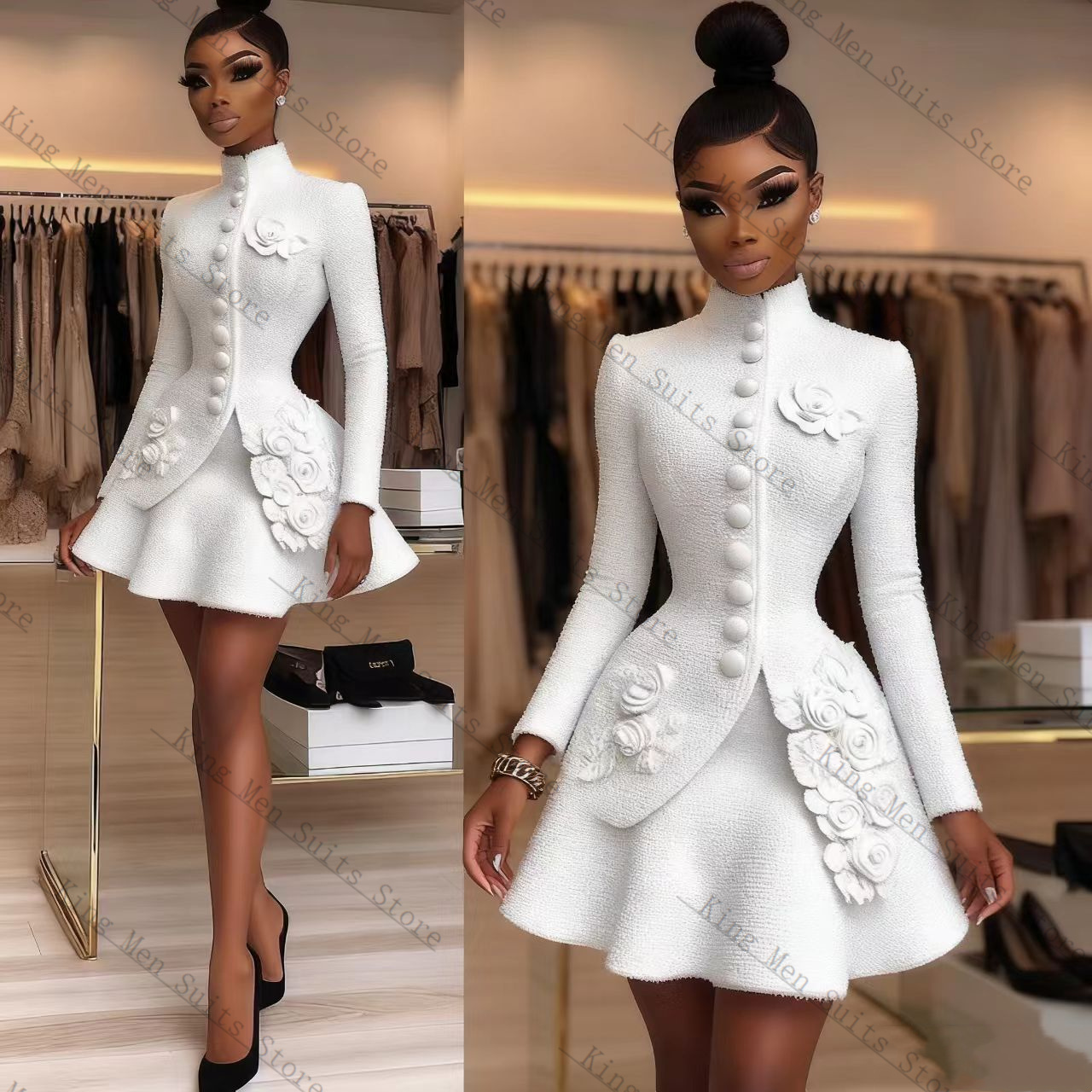 ชุดสูทผู้หญิงสีขาวหรูหรา 2 ชิ้ - Women'S Formal Wear Wedding Guest บทวิจารณ์และราคา
