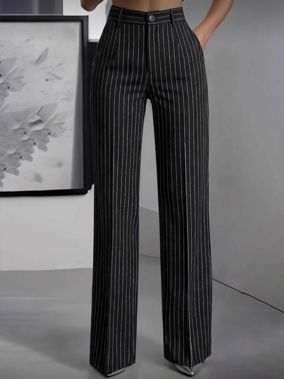 กางเกงสูทขายาวทรงตรงเอวสูง ดีไ - Women'S Formal Wear Pants บทวิจารณ์และราคา