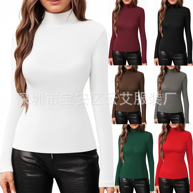 เสื้อยืดคอเต่าสีพื้นสำหรับผู้ห - Turtleneck Bodysuit Office บทวิจารณ์และราคา