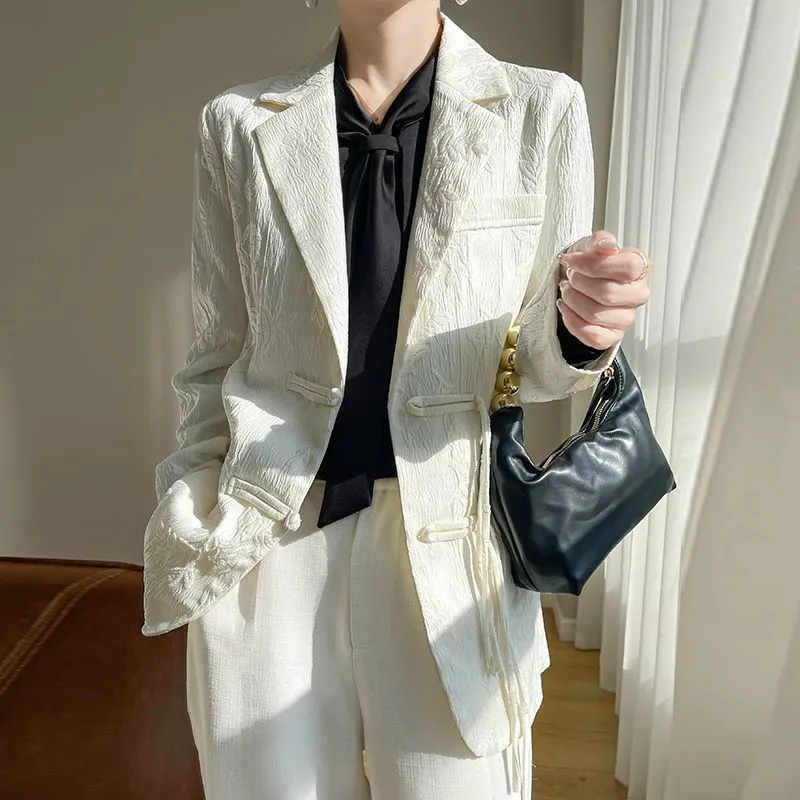 เสื้อแจ็คเก็ตเบลเซอร์สีขาวสำหร - Women Formal Wear Office บทวิจารณ์และราคา
